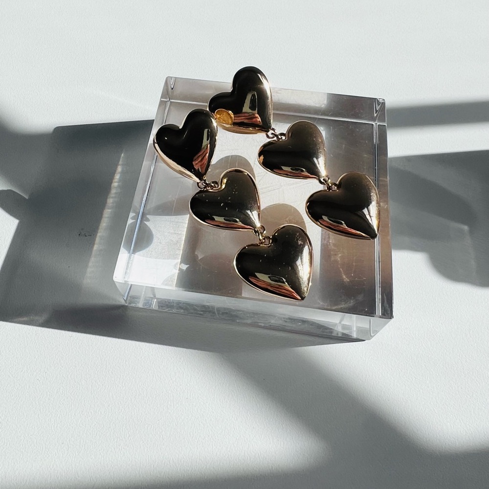 Gold Puffy Heart Earrings